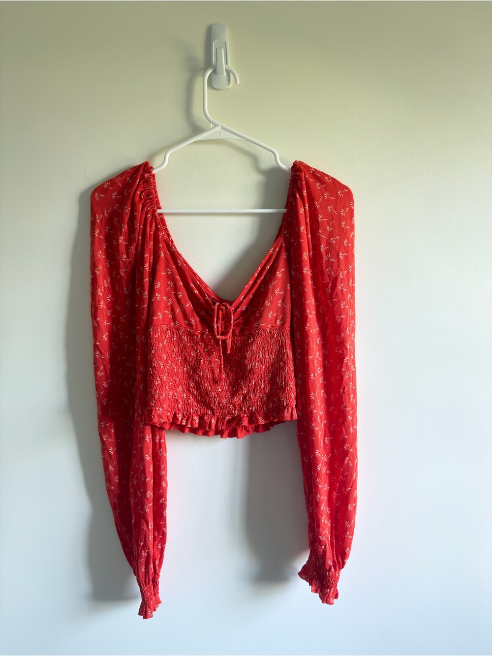 NWT Urban Outfitters Red/Orange Floral Long-Sleeve